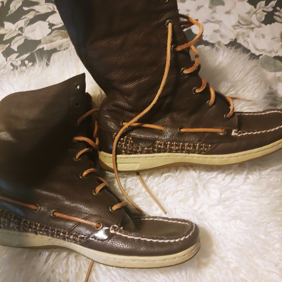 Sperry brown leather lace up tall boot sz 8 - Picture 9 of 16